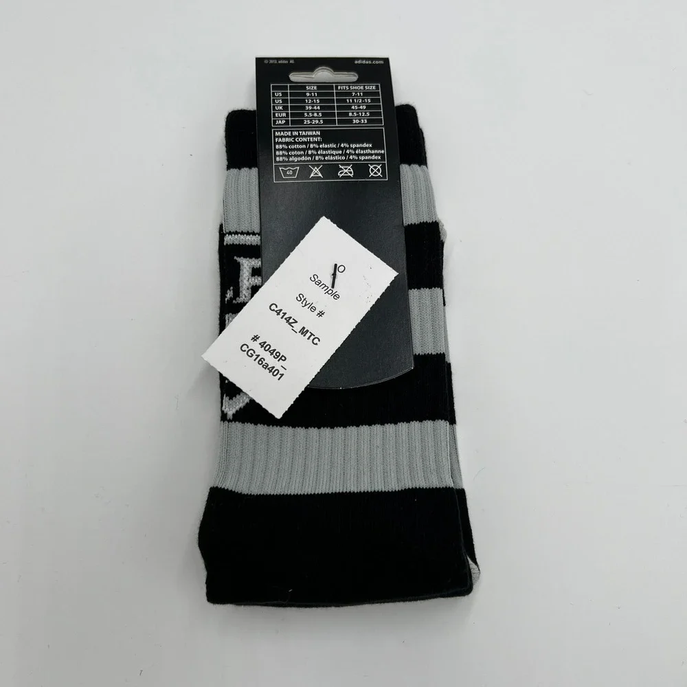 Adidas LA Kings NHL Mens Crew Socks 3 Pack Black White Grey Striped Large 9-11